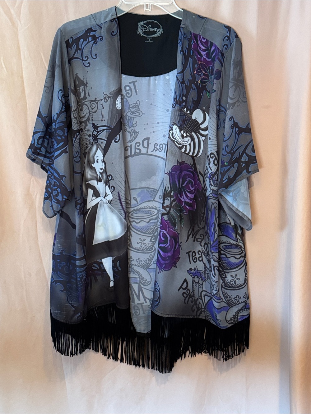 Disney Gray & Purple Alice in Wonderland Fringe Kimono